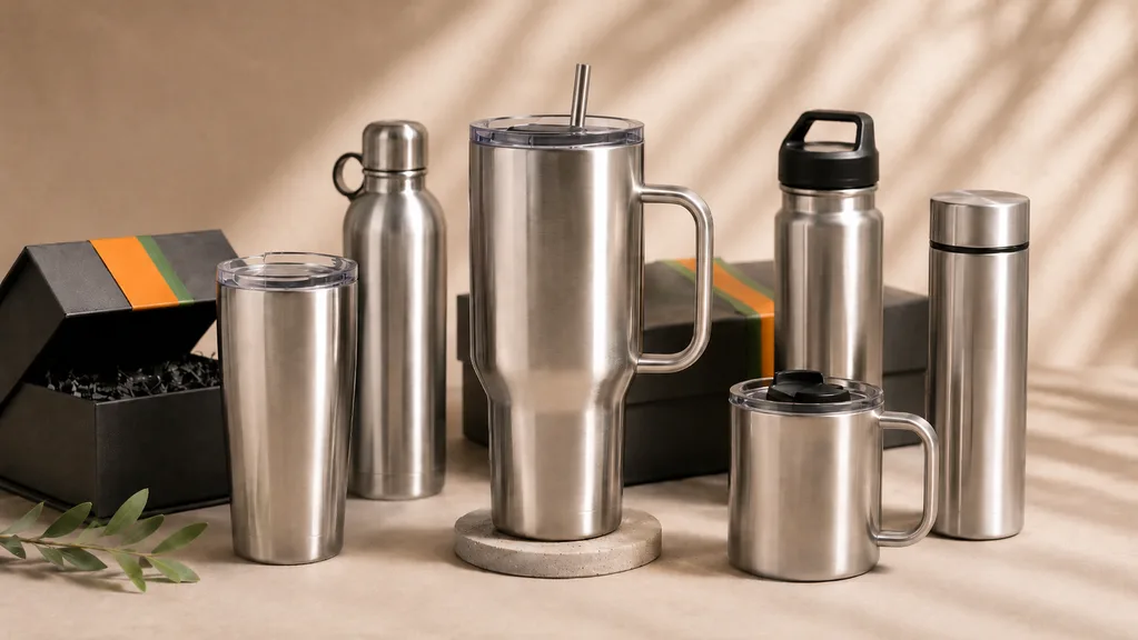 Representative stainless steel drinkware styles for a custom project