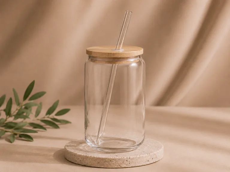 Glass Can Cup with Straw — Glass Drinkware
